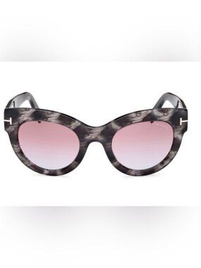 Tom Ford Marbled Gray Cat-Eye Sunglasses with Pink Gradient Lenses